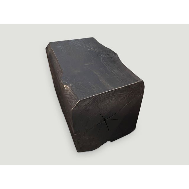 Andrianna Shamaris Charred Teak Wood Log Bench or Coffee Table For Sale - Image 16 of 18