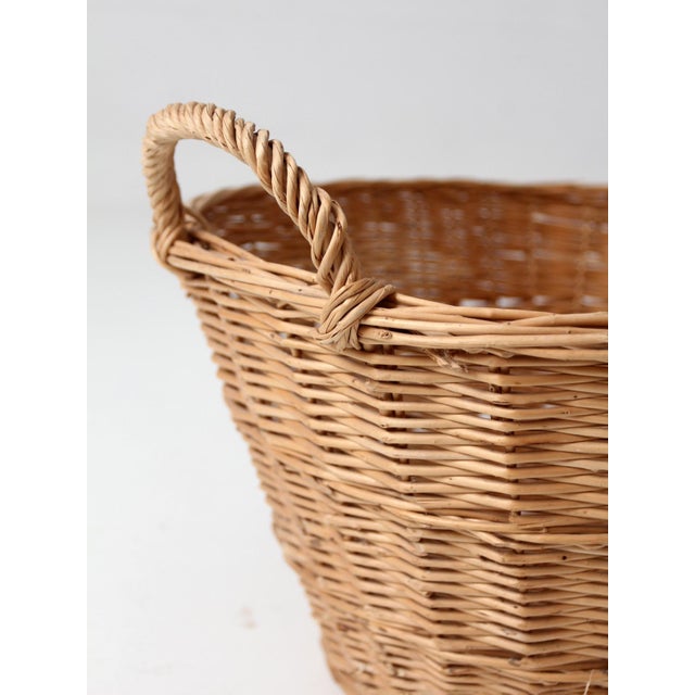 Antique French Country Wicker Laundry Basket For Sale - Image 11 of 14
