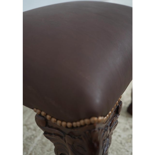 1970s Chippendale English Style Paw Feet Mahogany Ottoman For Sale - Image 5 of 11
