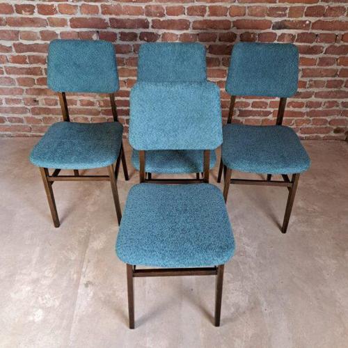 Vintage Bouclé Fabric Chairs Czechoslovakia (1960s), Set of 4 For Sale - Image 4 of 6