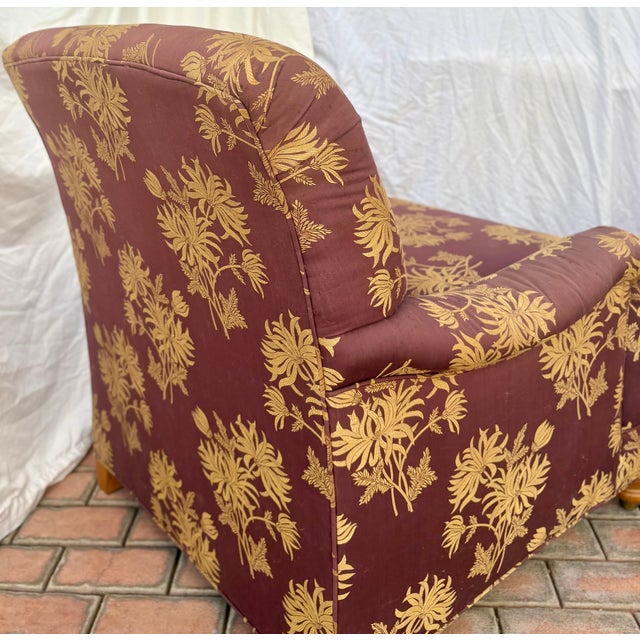 Wood Ethan Allen English Rolled Arm Chair and Ottoman For Sale - Image 7 of 15