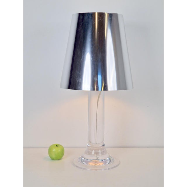 Vintage Guzzini Masselo table lamp Space Age 1970s Materials: Conical clear acrylic solid tube or rod base, comes with...