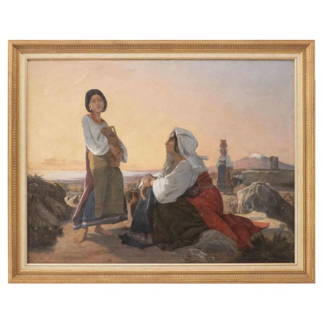 Henri Lehmann, Water Carriers in Naples, Original Oil Painting, 19th Century For Sale