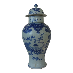 Vintage Blue & White Chinese Temple Jar