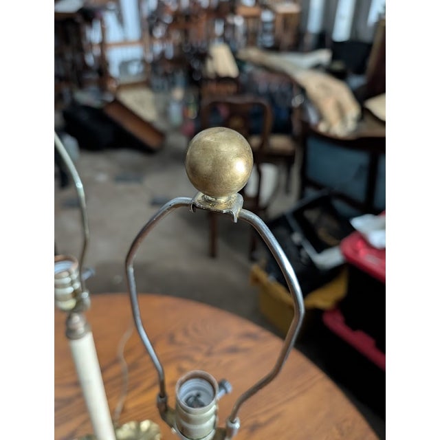 Vintage Art Nouveau Gold Leaf Base Table Lamps For Sale - Image 10 of 12