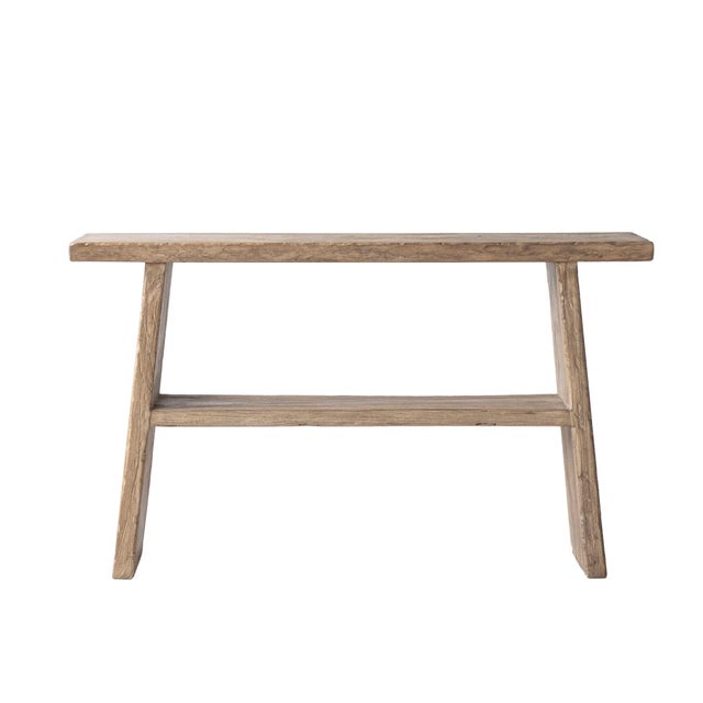 Rustic Matthew Izzo Home Vernacular Reclaimed Elm Wood "A" Frame Console For Sale - Image 3 of 6
