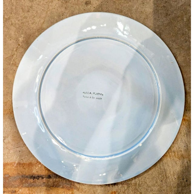 Ode to the Oyster: A Mid-Century French Affair a Complete Set of Twelve Hand-Painted Mbfa Pornic Pottery Oyster Plate For Sale - Image 4 of 6