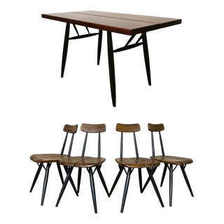 Vintage Table and Pirkka Chairs by Tapiovaara for Laukaan Puu, Set of 5 For Sale