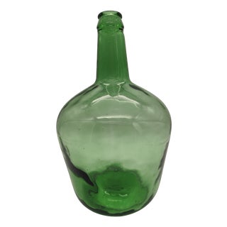 Green Demijohn Balloon Bottle from Viresa Glassworks, Spain, 1970s For Sale