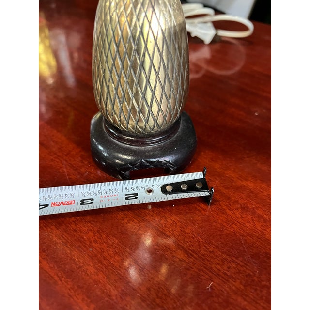Metal Vintage Pair of Petite Brass Pineapple Lamps For Sale - Image 7 of 9