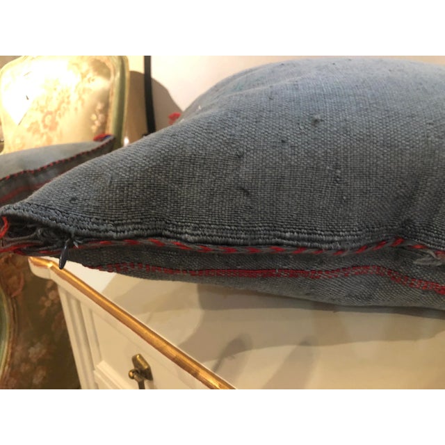 Moroccan Hand-Loomed Wool Light Gray Pillows - a Pair For Sale - Image 11 of 13