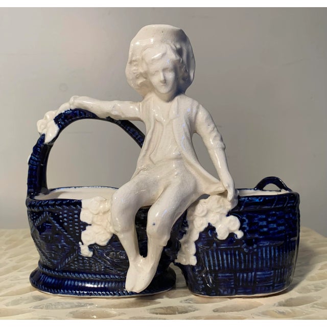 Small Antique French Country Figural Porcelain Planters - Set of 2 For Sale In Philadelphia - Image 6 of 8