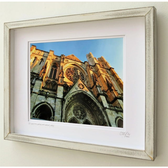 St. John the Divine at Sunset, NYC. Digitally enhanced rich color photography in lightly distressed frame with rustic...