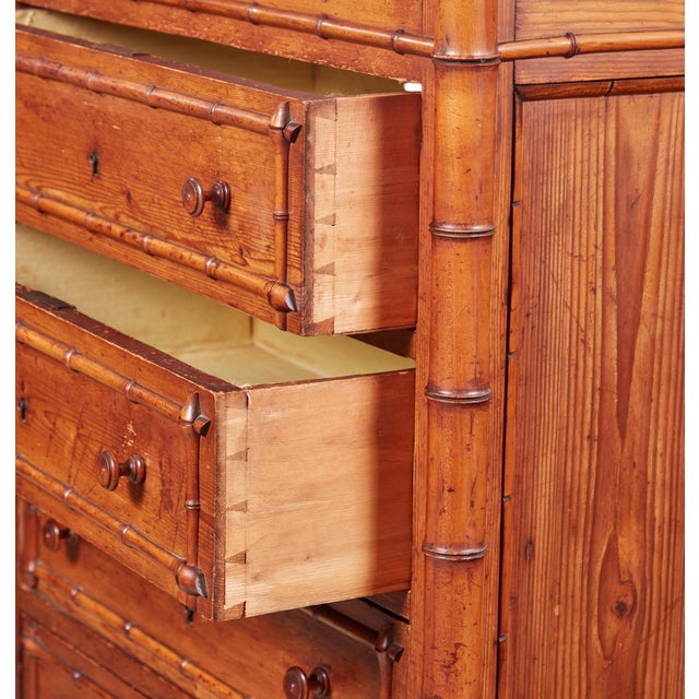 19th Century French Faux Bamboo Semainier Commode–Seven-Drawer Pine Chest For Sale In Los Angeles - Image 6 of 11