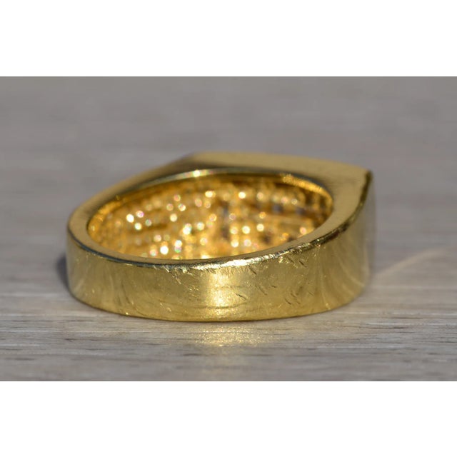 Metal Gentlemen's 18K Geometric Channel Set Diamond Ring For Sale - Image 7 of 11