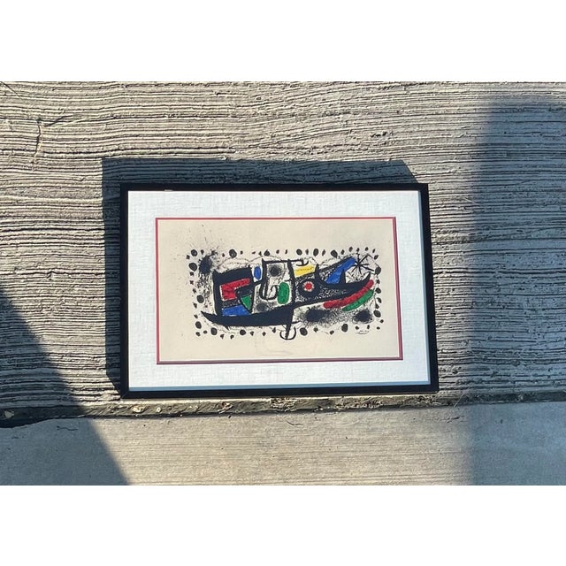 Original lithograph signed in stone by Joan Miro titled “Star Scene”, probably done by the famous printer Mourlot in...