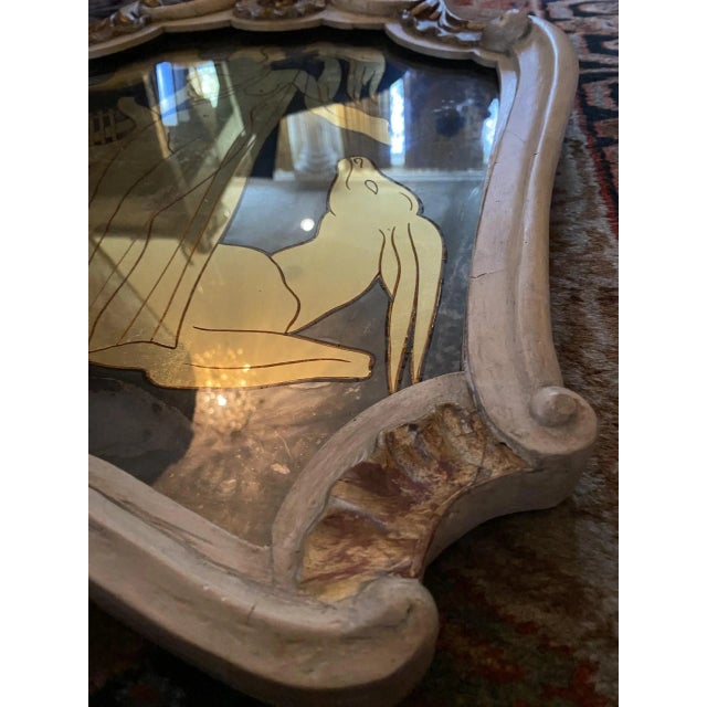 Early 20th Century Maison Jansen Verre églomisé French Style Mid Century Carved Gilt Mirror For Sale In New York - Image 6 of 11