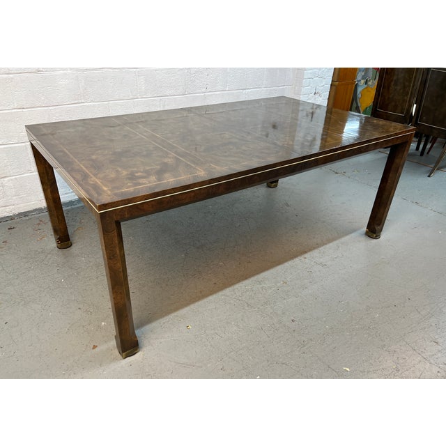 William Doezema for Mastercraft Mid-Century Burl Wood Extension Dining Table Set For Sale In New York - Image 6 of 18