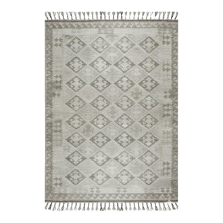 10x14 Gray Hand-Knotted Wool Diamond Repeat Geometric Modern Carpet Rug For Sale