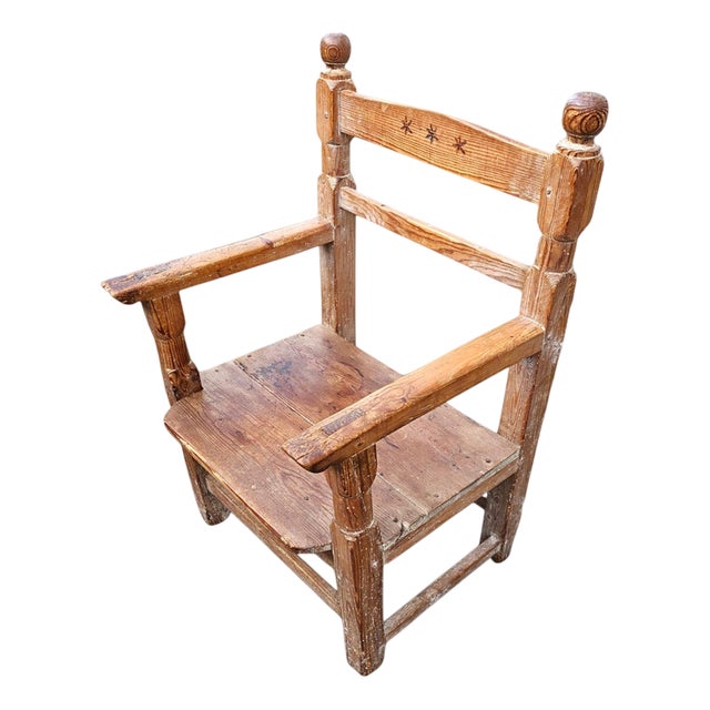 Spanish Armchair in Pine Wood For Sale