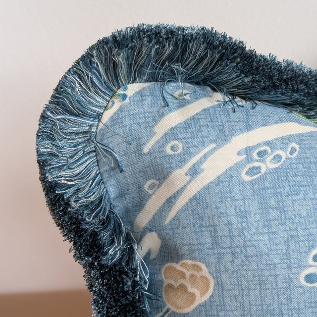 2020s Brunschwig & Fils Shishi Dragon Lumbar Pillow With Brush Fringe - Single For Sale - Image 5 of 7