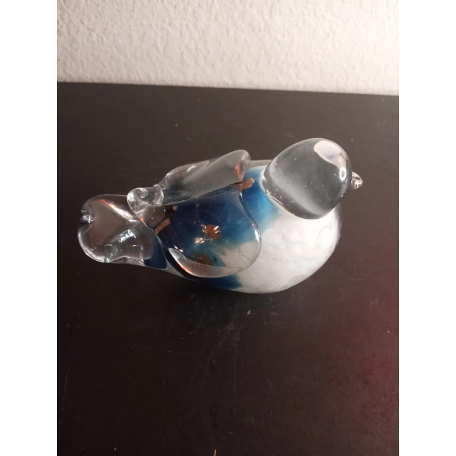 Blue/White Blown Art Glass Gold Aventurine Bird Figurine For Sale - Image 4 of 8