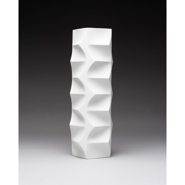 Tall white bisque porcelain vase from the ARCHAIS series, designed by Heinrich Fuchs for Lorenz Hutschenreuther in Germany...