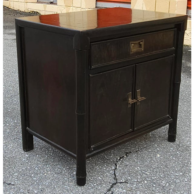 Century Furniture 20th C. Century Furniture Chin Hua Collection Ebonized Mahogany Bedside Table For Sale - Image 4 of 11