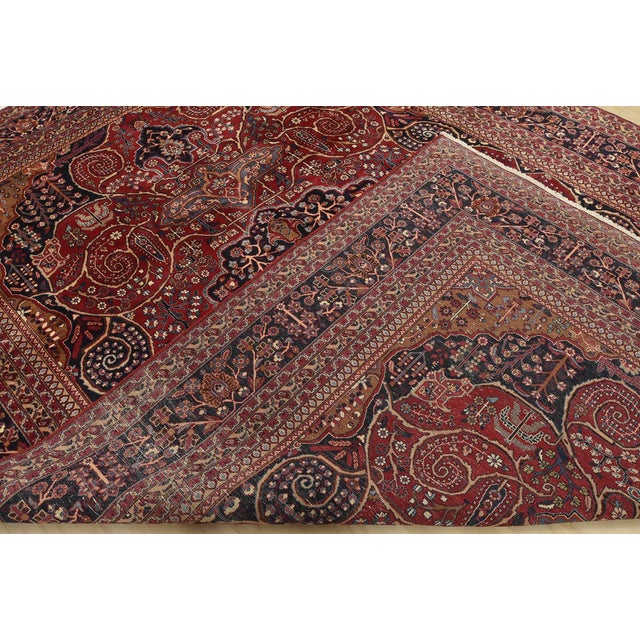 Mahvelat Rug 10′ X 13’2” Red Wool Vintage Traditional Hand-Knotted Carpet For Sale - Image 14 of 15