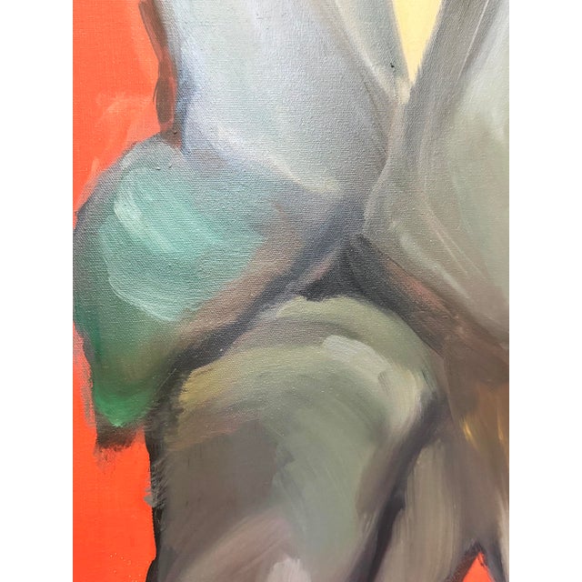Wood Large 1970s Abstract Oil Painting Portrait, Man in a Suit, Newly Framed For Sale - Image 7 of 10