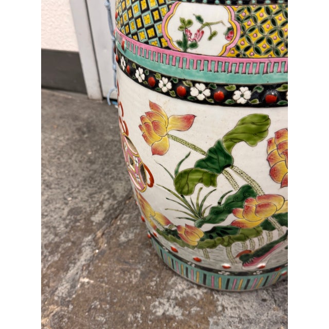 Chinese Famille Rose Ceramic Garden Stool, Vintage For Sale - Image 4 of 12