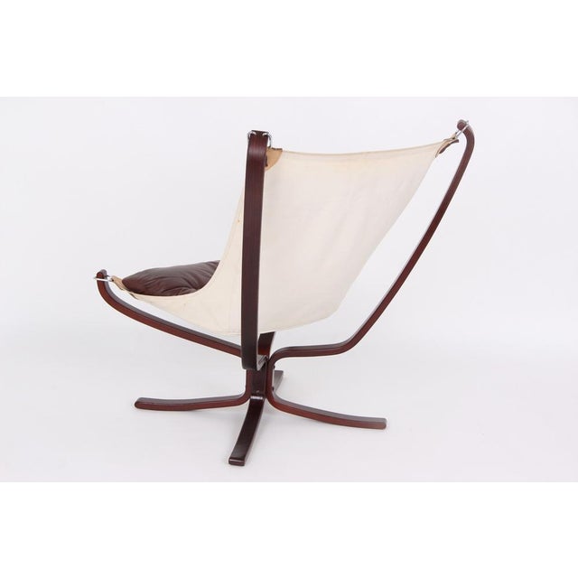 Brown Leather Falcon Armchair by Sigurd Ressell for Vatne Møbler For Sale - Image 3 of 12