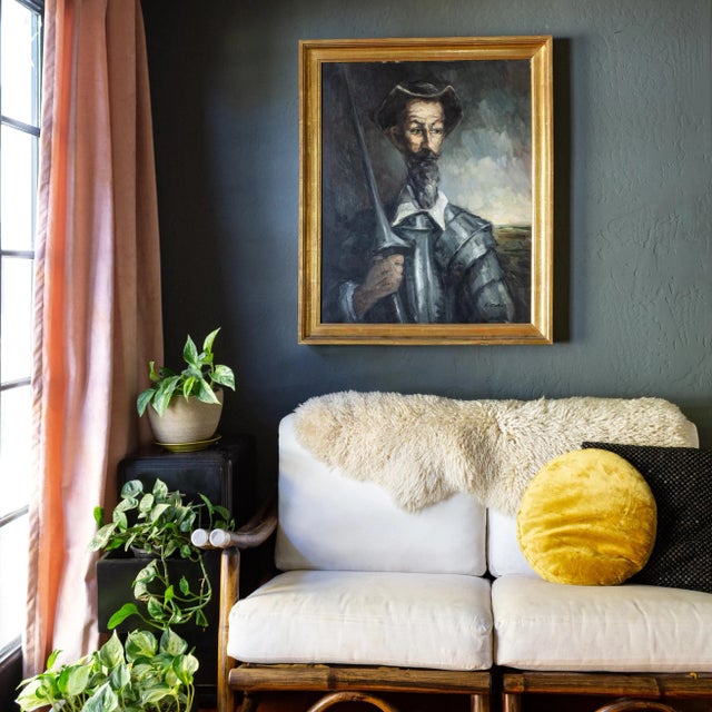 Original Don Quixote Oil Portrait 'El Caballero De La Trista Figura' signed E Cobos, titled and dated Madrid 1962, on the...