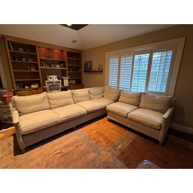 Serena & Lily Spruce Street L-Sectional - Right-Facing | Chunky Linen Natural | Mint Condition For Sale - Image 9 of 10