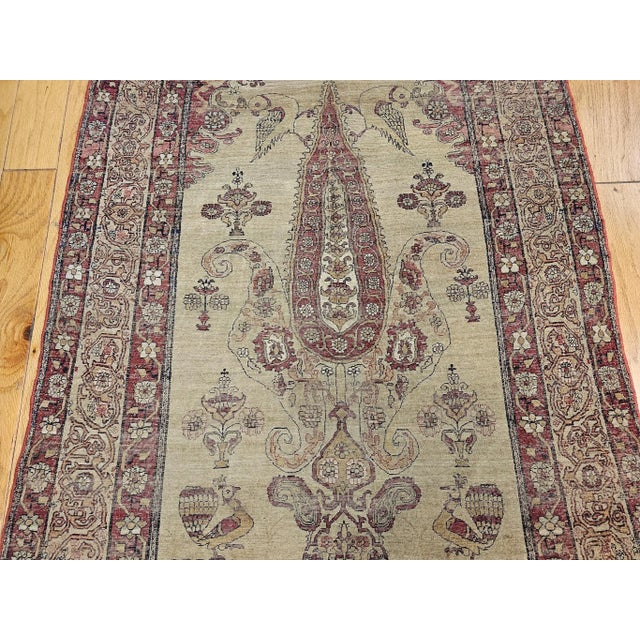 19th Century Kerman Lavar Pictorial Rug, Hand-Knotted Wool, Tree of Life Pattern, Tan & Red, 4’ X 6’ For Sale - Image 10 of 12