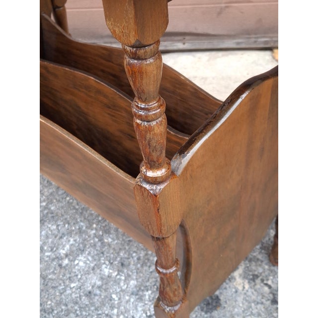 Mid 20th Century Early American Style Walnut Magazine Rack Side Table For Sale In Washington DC - Image 6 of 6