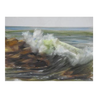 Late 20th Century Seascape Crashing Waves Painting For Sale