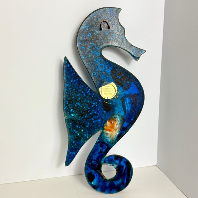 MCM Acrylic Lucite Abalone Seahorses, Set of 2, Wall Hanging, Made in the USA #1 Blue, 12" x 5" #2 Turquoise/teal 10" x...