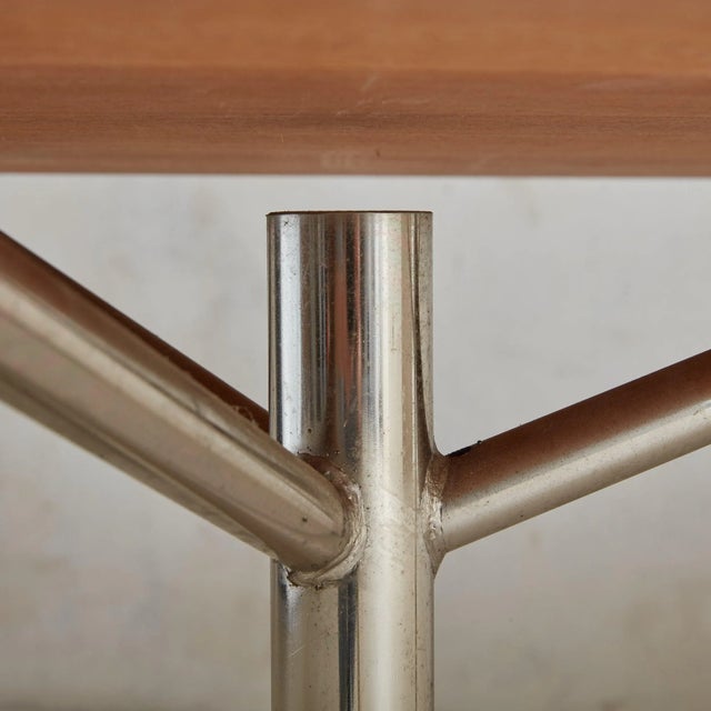 Arne Jacobsen Style Rectangular Chrome + Wood Coffee Table, Denmark For Sale In Chicago - Image 6 of 11