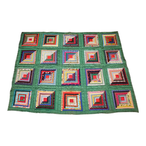 Green Satin Log Cabin Quilt