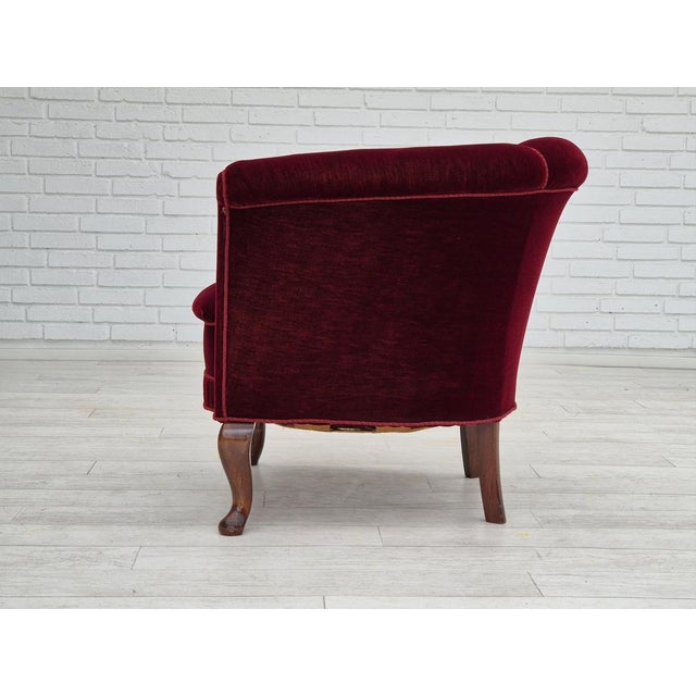 Danish Lounge Chair in Velour & Beech, 1950s For Sale - Image 15 of 18