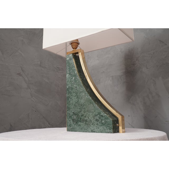 Italian Indian Green Marble and Brass Table Lamp, 2000s For Sale - Image 10 of 12