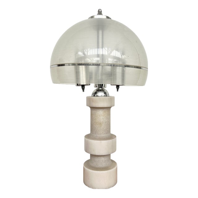 Vintage Sculptural Lamp with Marble Base, 1970s For Sale