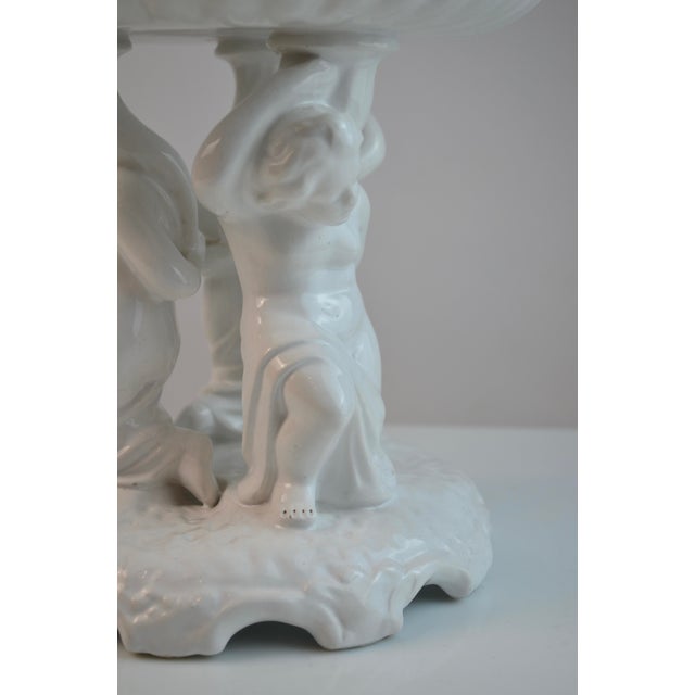 Neoclassical White Glazed Ceramic Fruit Compote, Portugal, 1970s For Sale - Image 4 of 11