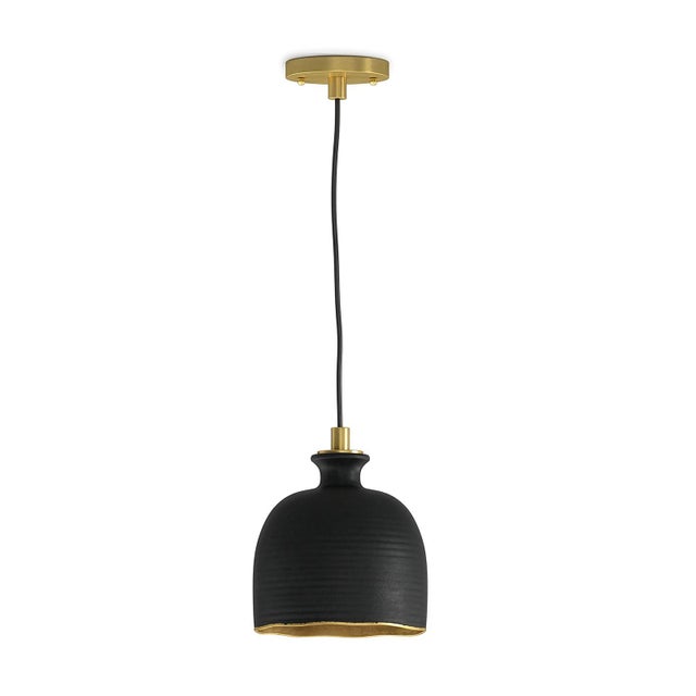 Bianca Ceramic Pendant, Matte Black and Gold For Sale - Image 4 of 4