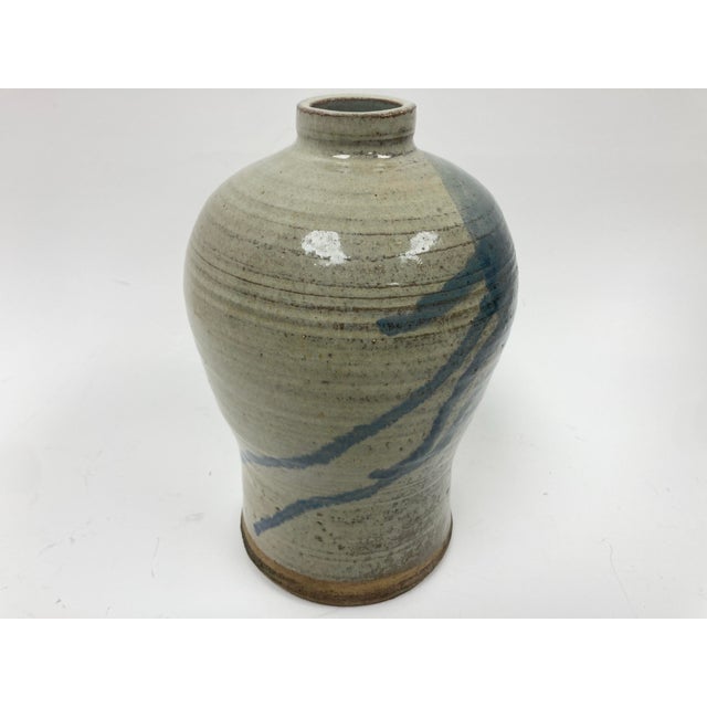 Signed Glazed Pottery Vase in Asian Style Dated 1976 For Sale - Image 9 of 12