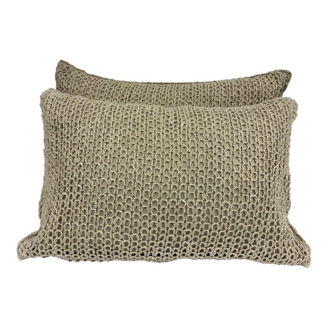 Brunello Cuccinelli Silk and Linen Lumbar Pillows- Set of 2 For Sale