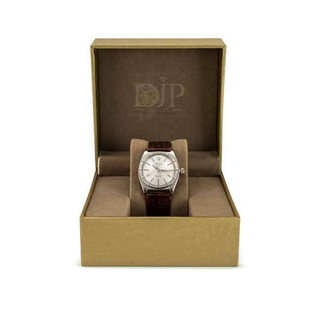 Vintage Rolex Oyster Perpetual 32mm 3372 Brown Bubble Back Steel Automatic Watch For Sale - Image 12 of 12