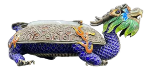 1920s Sterling Silver Enamel Dragon Cloisonné Ashtray Jade Rim