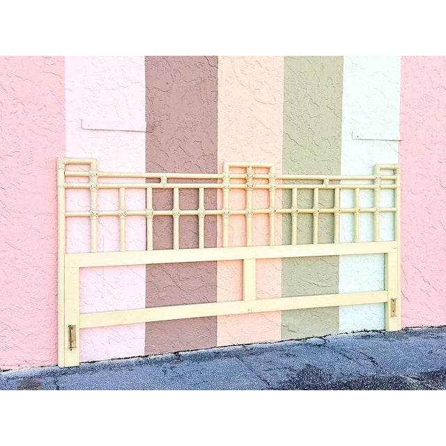 Boho Chic 1970s Palm Beach Regency Ficks Reed Rattan King Headboard For Sale - Image 3 of 8